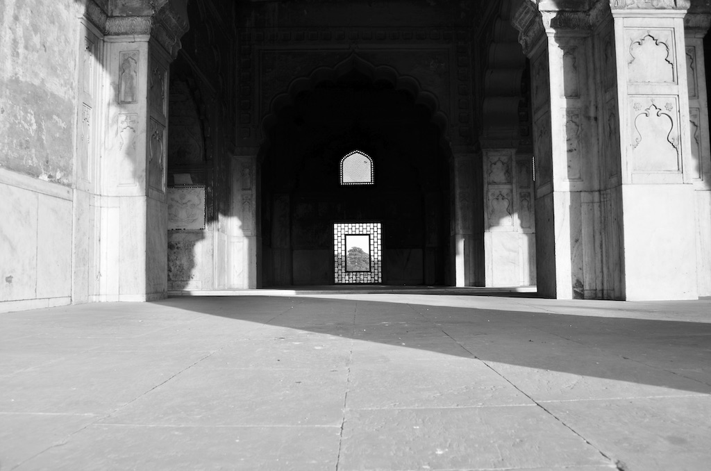 shadows cast along a temple