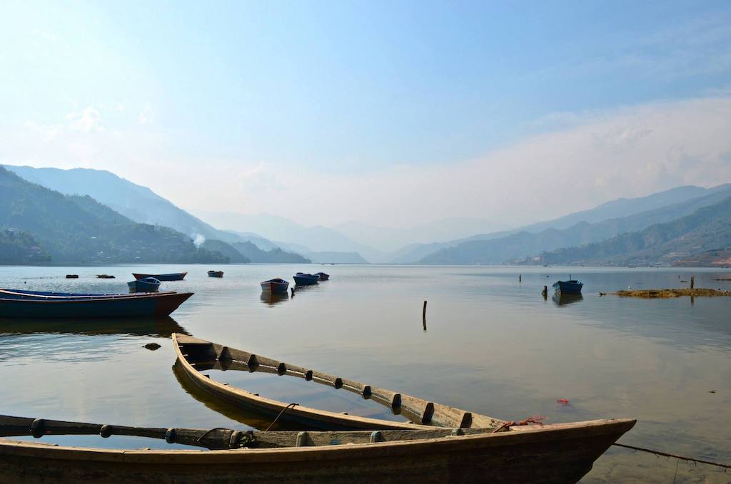 boats on lake pohkara