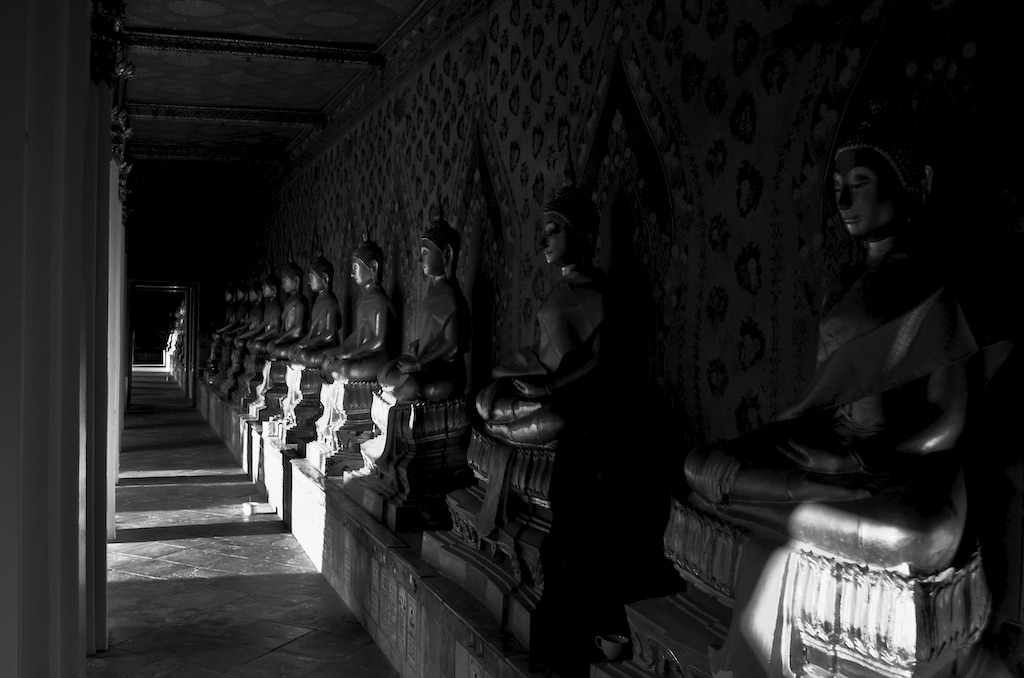 rows of buddha statues